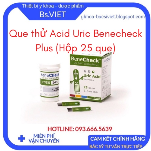 Que thử Acid Uric Benecheck Plus (Hộp 25 que)