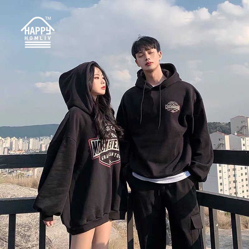 Áo Hoodie 100% Cotton In Chữ Thời Trang Hàn Quốc Cho Cặp Đôi