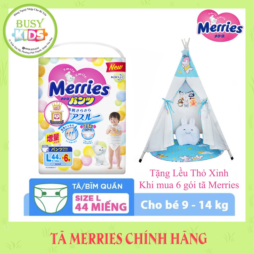 {6 gói-Tặng Lều Thỏ} Tã Merries Nội Địa Nhật Chính Hãng Kao VN - Đủ Size NB90,S82,M64,L54,XL44-M58/L44/XL38/XXL26