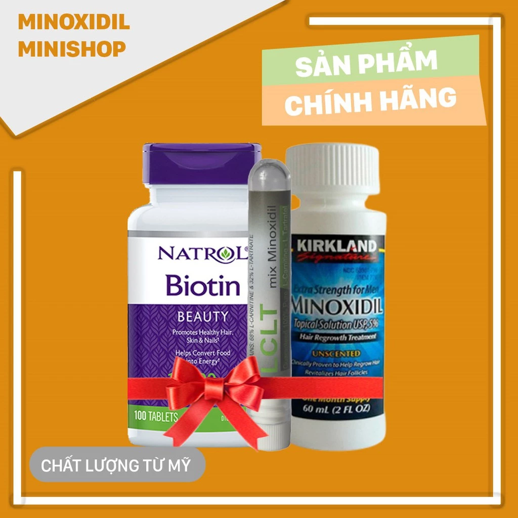 Minoxidil 5% lỏng combo LCLT+ Biotin giúp mọc râu nhanh