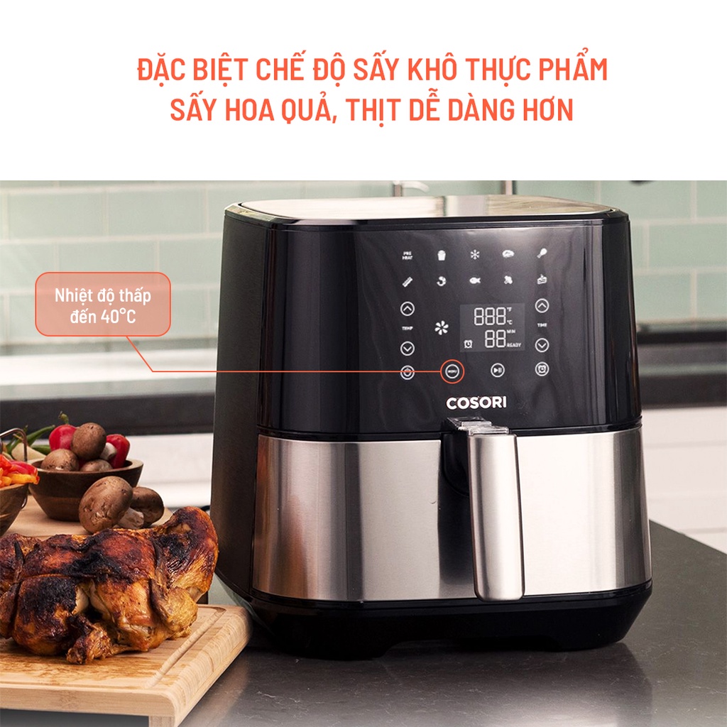 Nồi chiên không dầu Cosori CP258-AF-RAM (5.5 lít) Vỏ thép - Chính hãng bảo hành 2 năm