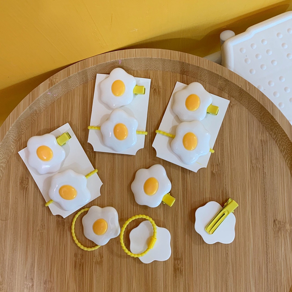 Set Kẹp Tóc Hoạ Tiết Trứng Chiên Dễ Thương Xinh Xắn Kiểu Hàn Quốc
