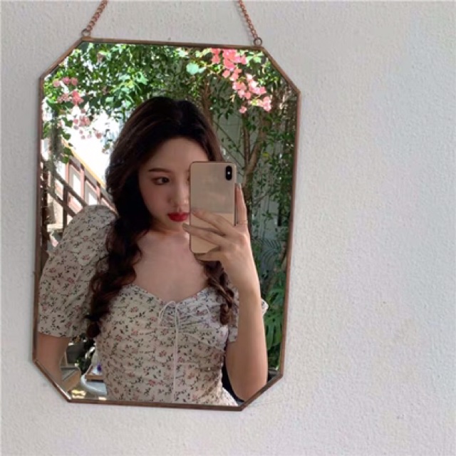 Váy hoa nhí body tay bồng / Đầm vintage body