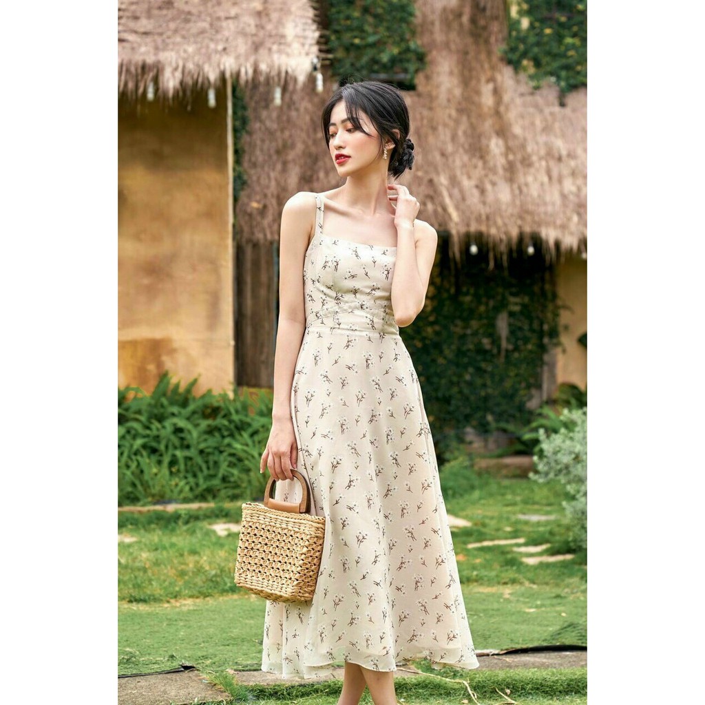 Đầm hai dây dáng dài váy hoa nhí dạo phố vintage tôn dáng sang trọng trẻ trung K1006 | BigBuy360 - bigbuy360.vn