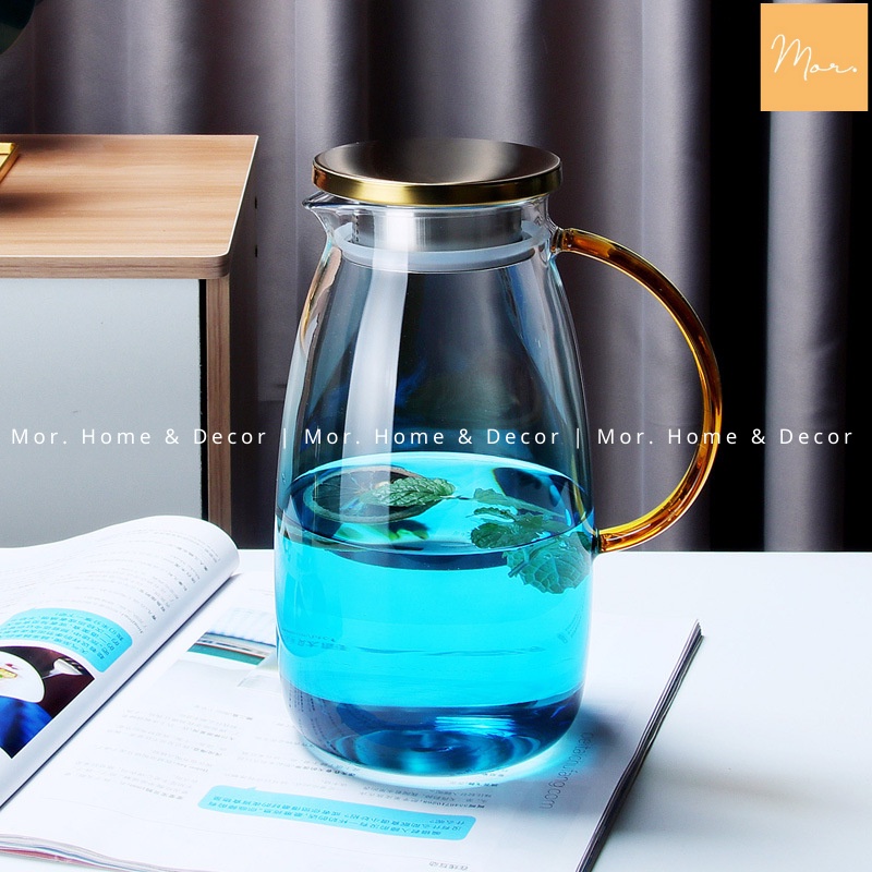 Bộ bình nước thủy tinh xanh - 1.8L