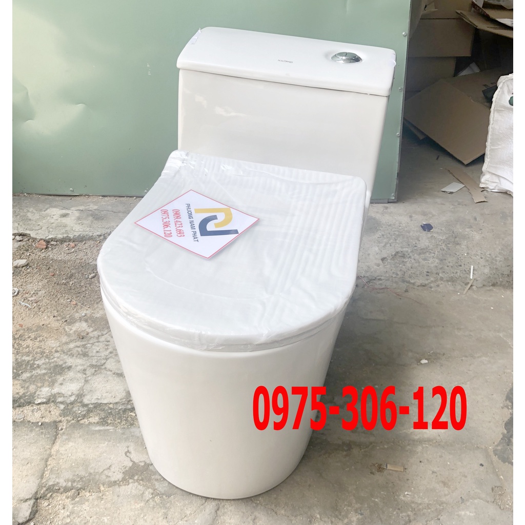 Bồn Cầu Liền khối 1 Khối 2372NA Phương Nam Phát XẢ XOÁY 2 LỚP KẾT HỢP XẢ ĐẨY NƯỚC MẠNH MEN NANO CAO CẤP