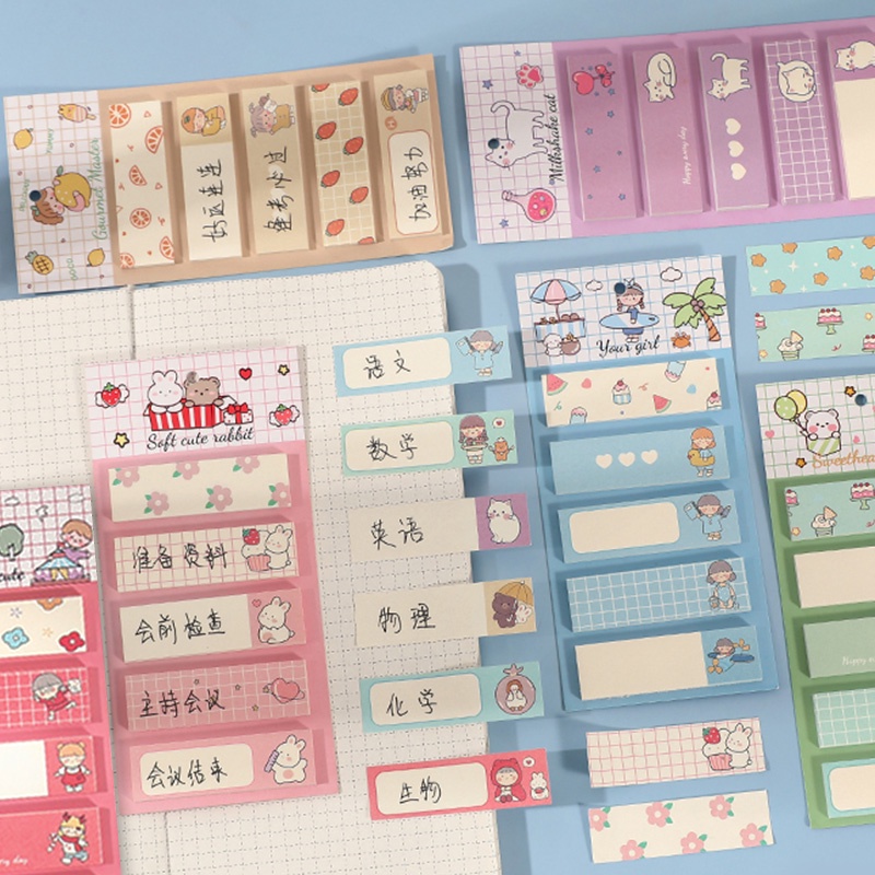Set 120 Tờ Giấy Ghi Chú Họa Tiết Hoạt Hình Dễ Thương Phong Cách Hàn Quốc