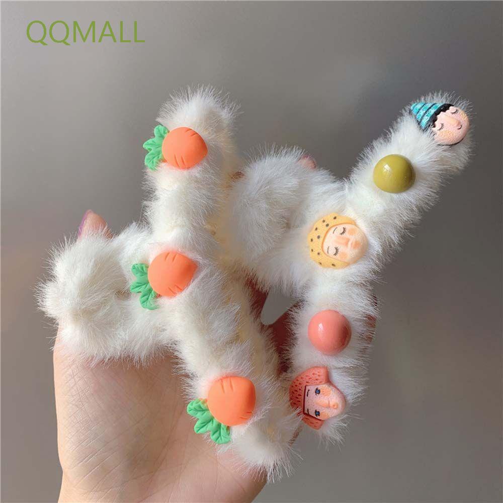 Kẹp Tóc Acrylic Phối Quả Bông Tròn Họa Tiết Hoạt Hình Dễ Thương Phong Cách Hàn Quốc Cho Nữ