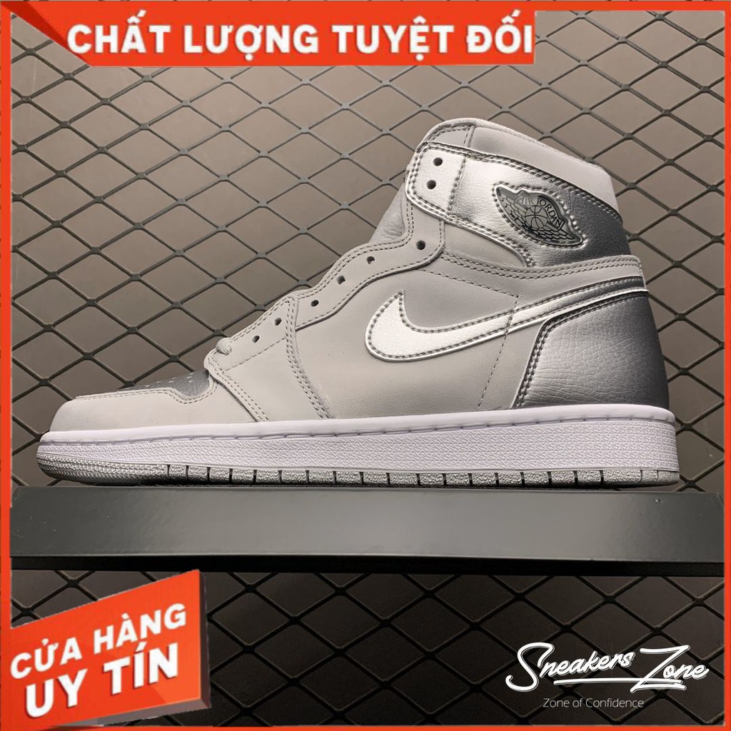 Giày Thể Thao Sneakers AIR JORDAN 1 CO Japan Neutral Grey (2020) xám bạc cao cổ đẹp cho cả nam và nữ