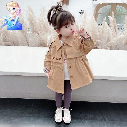 Áo Khoác Gió Dáng Dài Thời Trang Xuân Thu Hàn Quốc Mới Cho Bé Gái 2021
