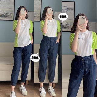 Quần joger jeans giấy cạp chun