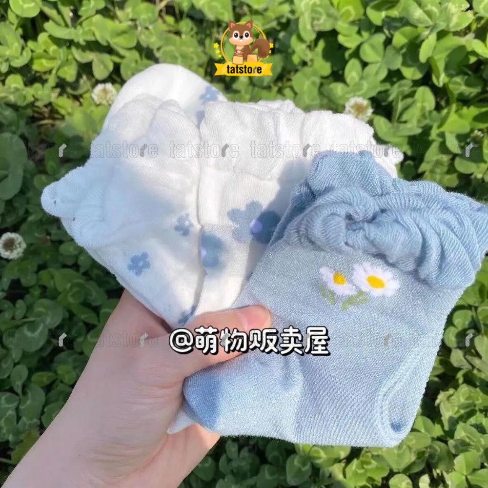 Tất cổ cao nữ cổ nhún bèo màu trắng xanh dương Hàn Quốc cute phong cách TẤT STORE 7CCF5