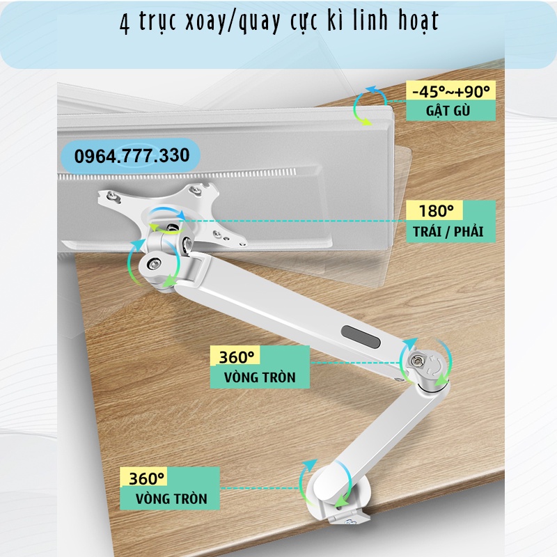 M5 i-Bracket M5 #Giá treo màn hình #Tay treo màn hình (màn hình 17-30 inch) (Cao cấp hơn Human Motion T6) #Lò xo khí nén