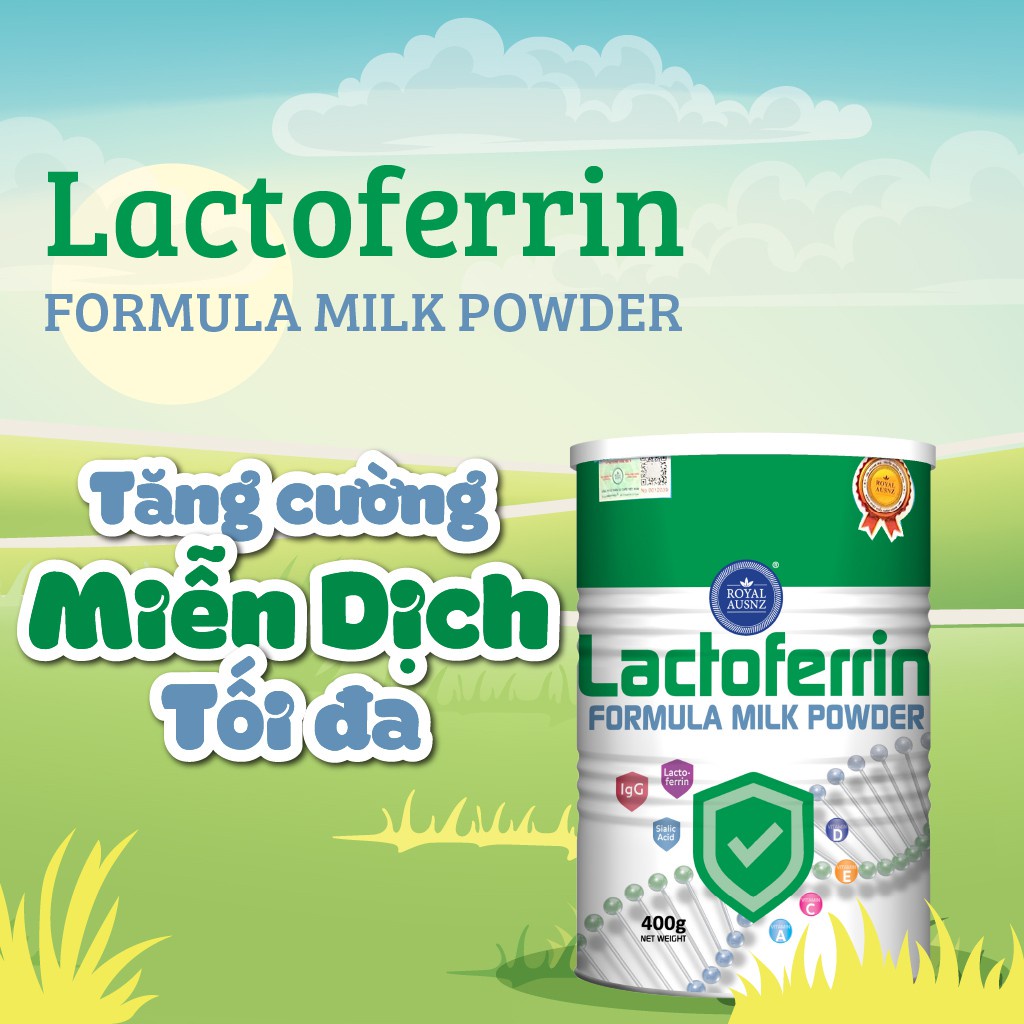 Combo 3 Hộp Sữa Bột ROYAL AUSNZ Lactoferrin Formula Milk Powder Bổ Sung Vitamin, Khoáng Chất 400g/hộp