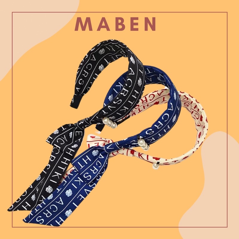 Cài tóc thời trang in chữ đính hạt - Băng đô tóc kiểu mới - Maben