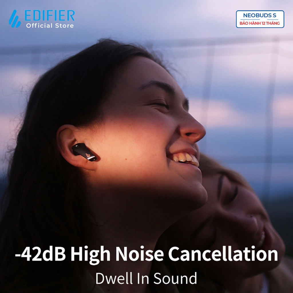 Tai nghe Bluetooth 5.2 EDIFIER NEOBUDS S Snapdragon Sound Hires Audio Chống ồn chủ động Đàm thoại 6 mic Hàng chính hãng