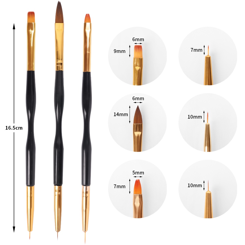 Bút Cọ Acrylic Vẽ Móng Trang Trí Nghệ Thuật Kiểu Pháp Hai Đầu 3 Kiểu