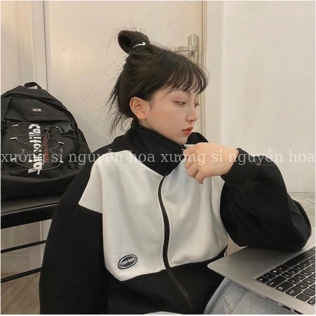 Áo khoác nỉ unisex phối màu in chữ keep form dáng rộng nam nữ mặc được 2 màu đen xám Xưởng Sỉ Nguyễn Hoa | BigBuy360 - bigbuy360.vn