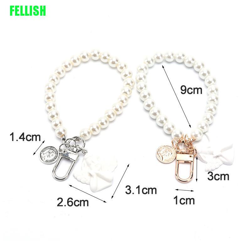 Móc Chìa Khóa Hình Thiên Thần Đính Ngọc Trai Phong Cách Vintage Mới