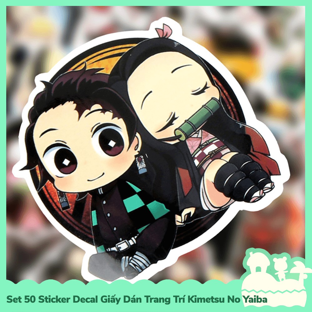 [Sẵn VN - NowShip] Set 50 Sticker Decal Dán Trang Trí Mẫu Nhân Vật Anime Manga Kimetsu No Yaiba Demon Slayer
