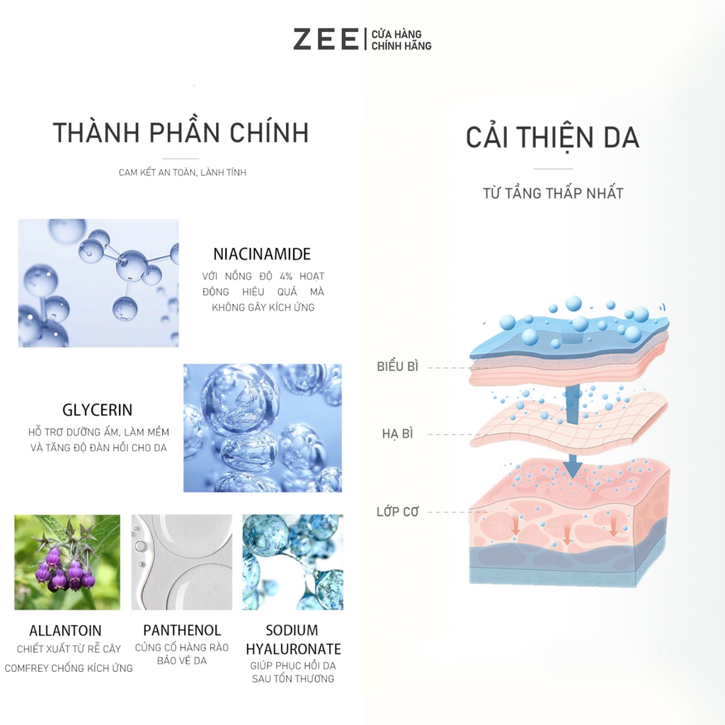 Bộ sản phẩm tinh chất sáng da mờ thâm cấp ẩm kèm tẩy da môi tùy chọn | ZEE ZEE skincare