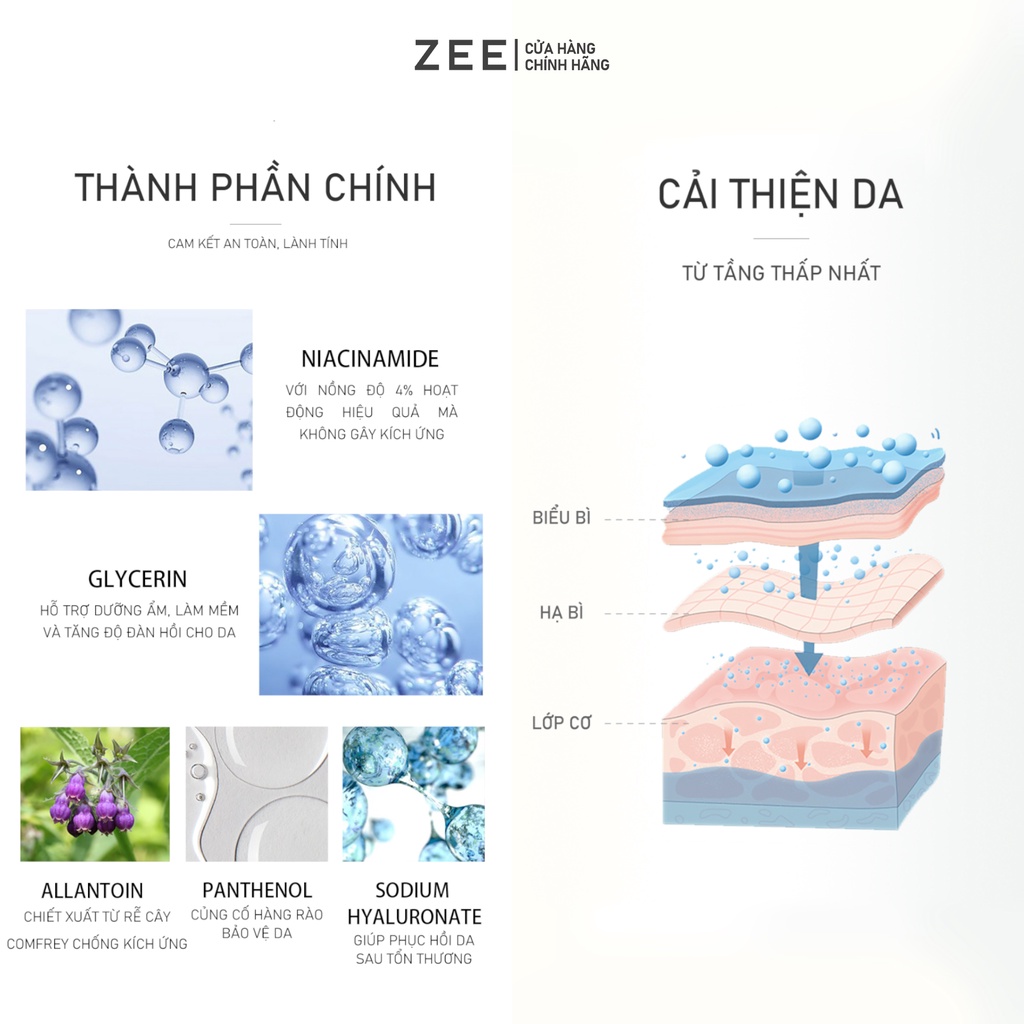 Bộ dưỡng chất chuyên sâu ngừa mụn sáng da Niacinamide &amp; Mugwort Essence | ZEE ZEE skincare