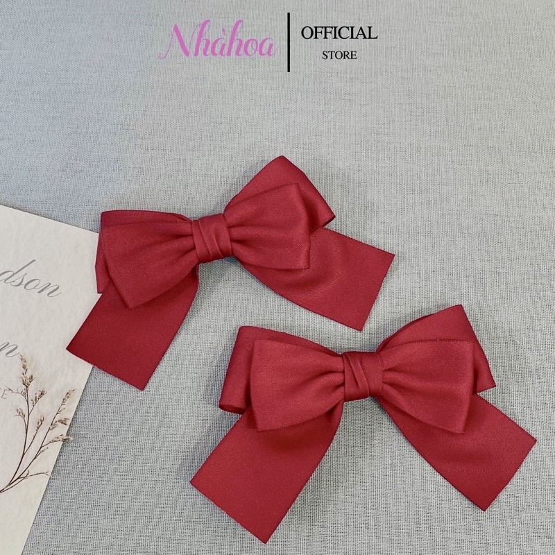 Kẹp Tóc Kẹp Mái Nơ JISOO BLACKPINK Chất Lụa Mờ Màu Đen - Chính Hãng NHÀ HOA