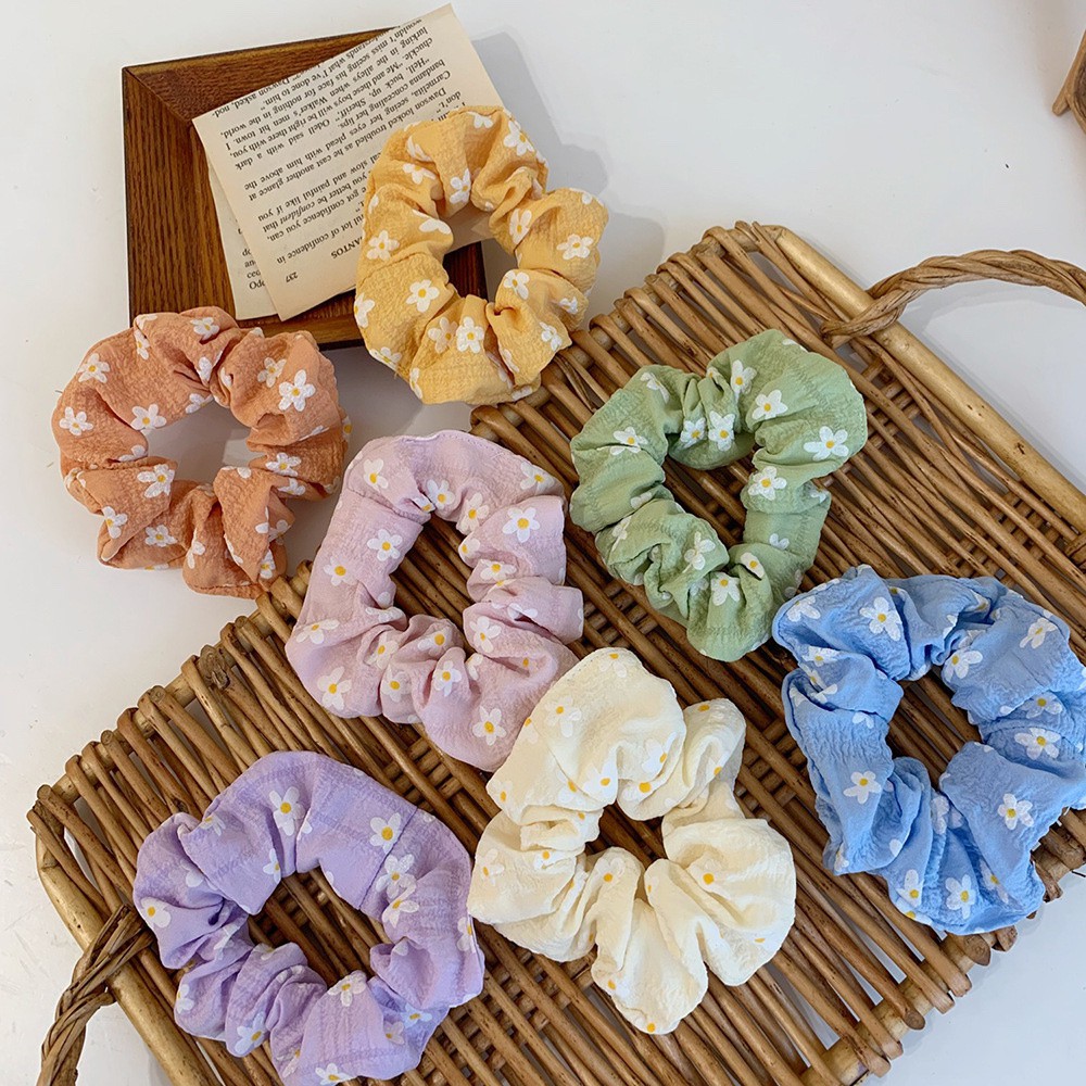 Phụ Kiện Tiệm nhà Bee] Dây Buộc Tóc Scrunchies hoa nhí Nữ Tính Thời Trang Phong Cách Hàn Quốc