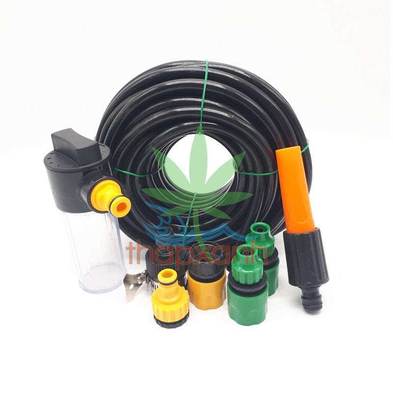 Bộ tưới cây, Rửa xe BTN-7200 nhựa thẳng kèm bình xà phòng + 15m Dây tưới