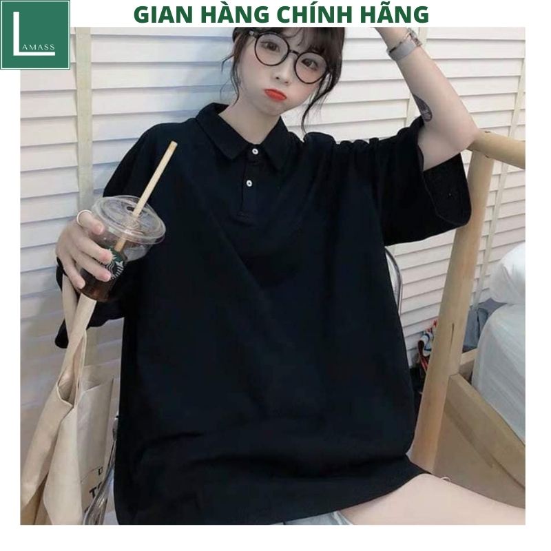 Áo polo tay lỡ form rộng kute bánh bèo ,áo thun cổ đức unisex chất cottong mát lạnh thấm hút mồ hôi -LAMASS