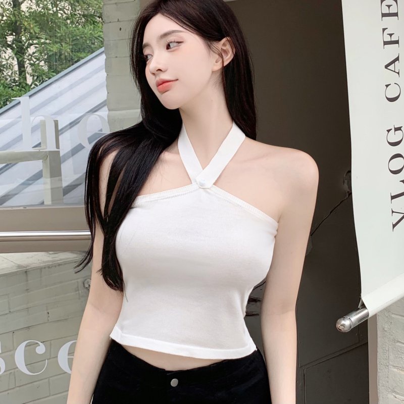 Áo 2 Dây buộc cổ đi biển croptop dệt kim nữ sexy ôm body du lịch K5T1-1