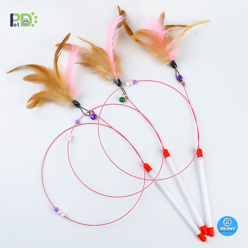 Đồ chơi cần câu cho mèo dây thép - nhiều hình lông vũ ngộ nghĩnh