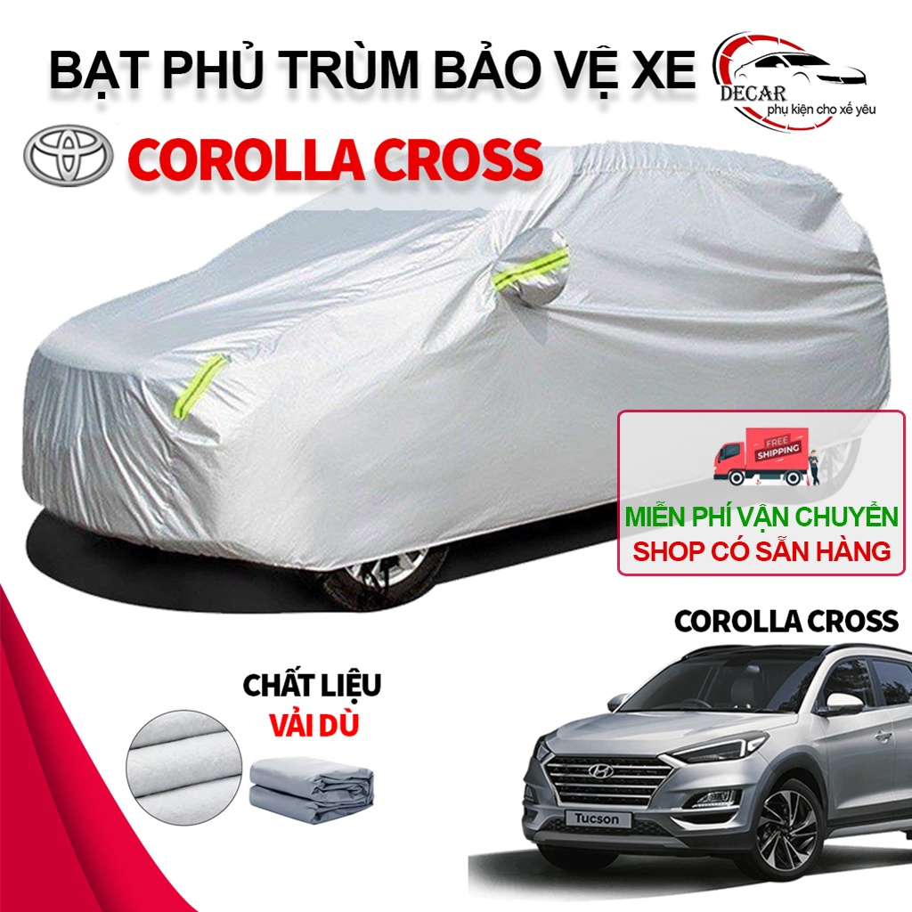 Bạt phủ xe ô tô Toyota Corolla Cross 3 lớp thông minh, chất liệu vải dù oxford cao cấp, áo trùm bảo vệ che nắng, mưa