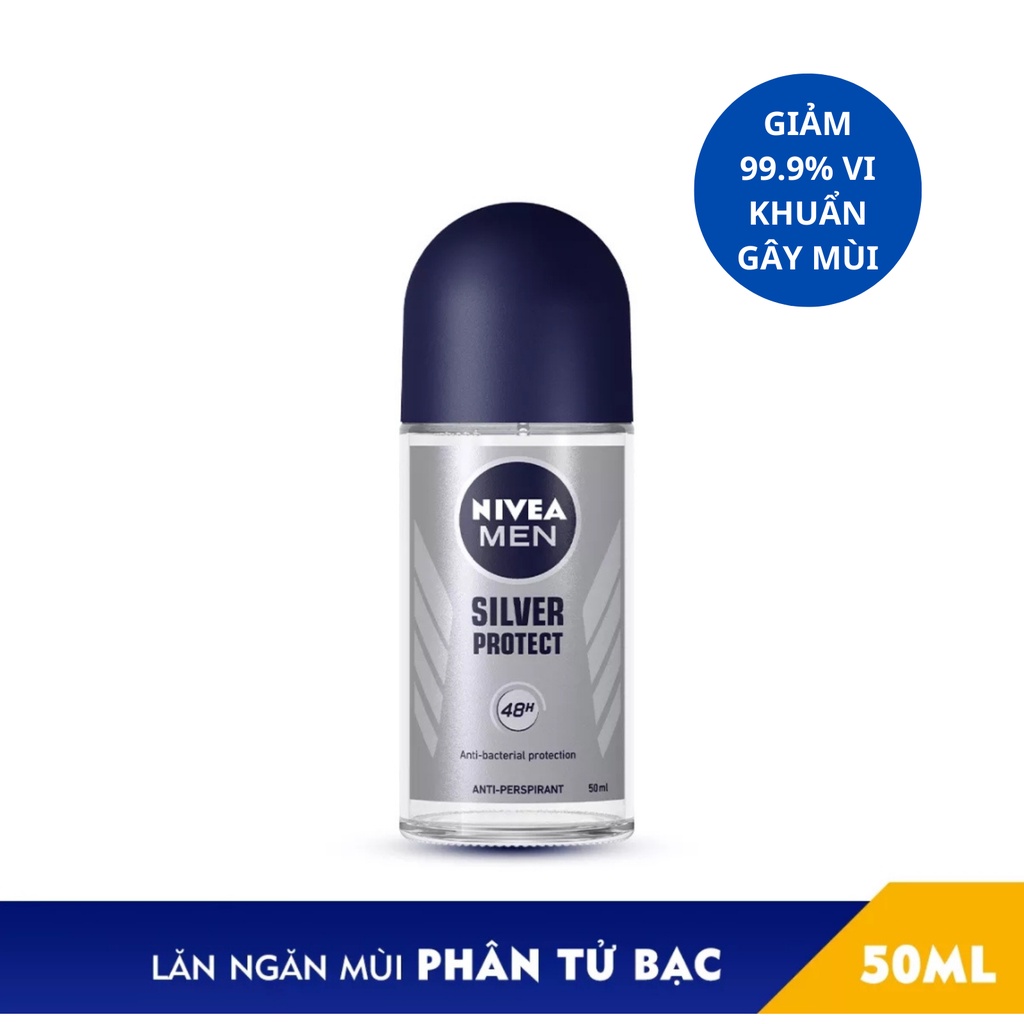 Lăn ngăn mùi NIVEA Men 50ml ngăn mùi cơ thể, ngăn vệt ố vàng- chuẩn hàng công ty