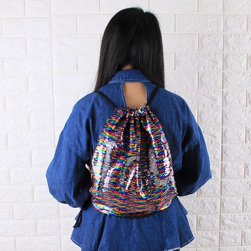 Ba Lô Rút Dây Đính Sequin Lấp Lánh