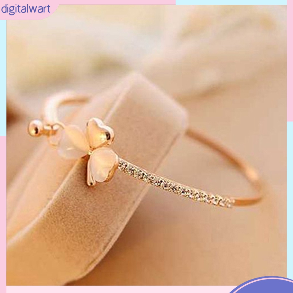 Vòng Tay Mạ Vàng Mặt Cỏ Ba Lá Đính Đá Thời Trang