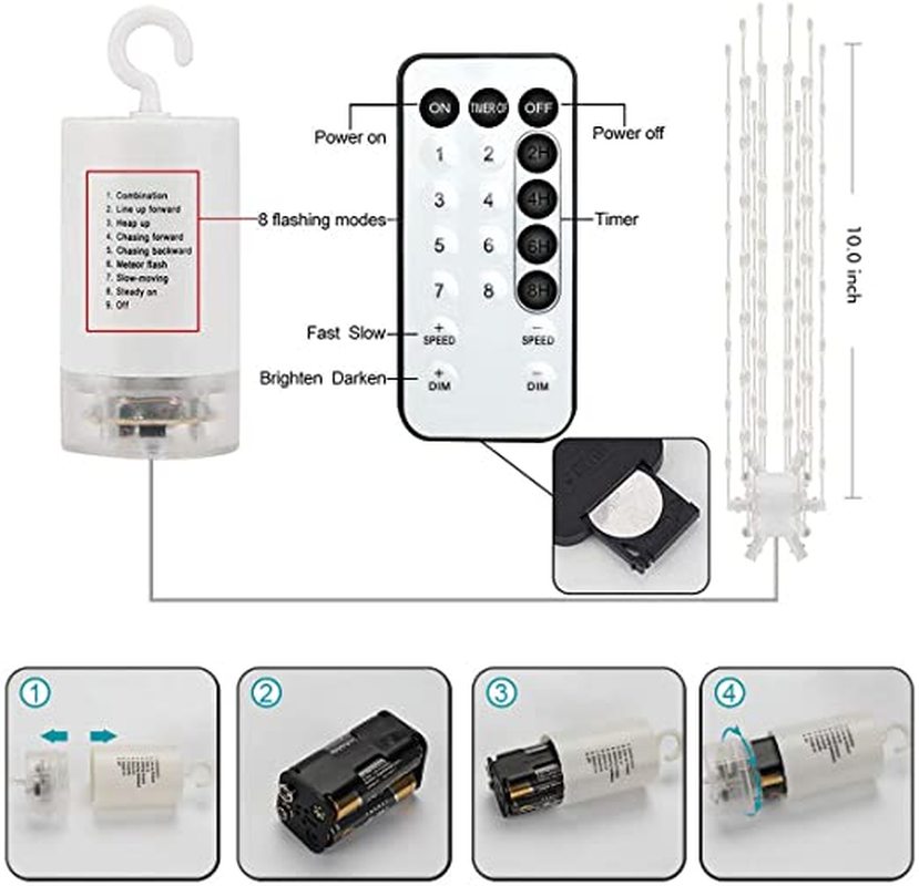 Dây Đèn Led Sao Băng Ip65 8 Chế Độ Chống Thấm Nước