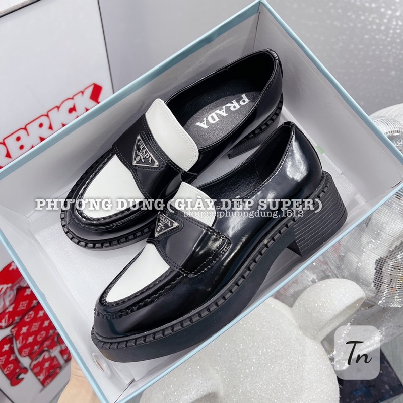 Giày Moca Prad Nữ đế 3p da bóng hàng fullbox, bill túi l1