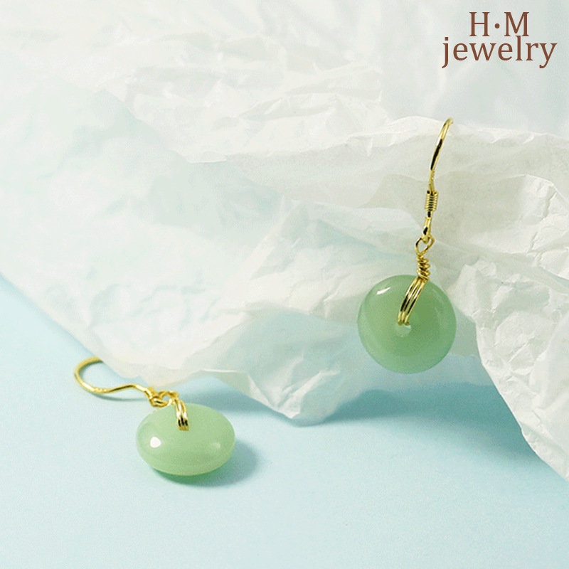 Bông Tai Ngọc Bích Hetian Trung Hoa Sang Trọng