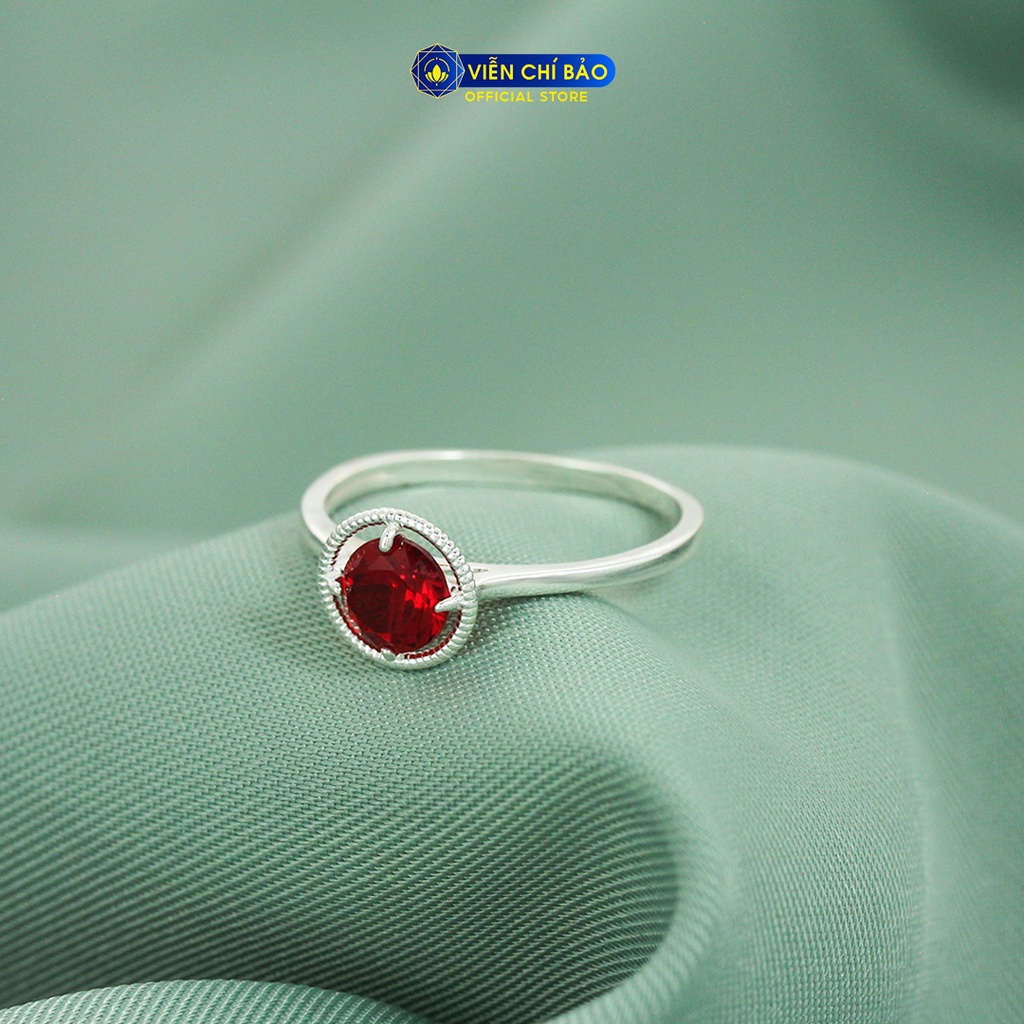 Nhẫn bạc nữ đá tròn nhiều màu chất liệu bạc 925 thời trang phụ kiện trang sức Viễn Chí Bảo N400759
