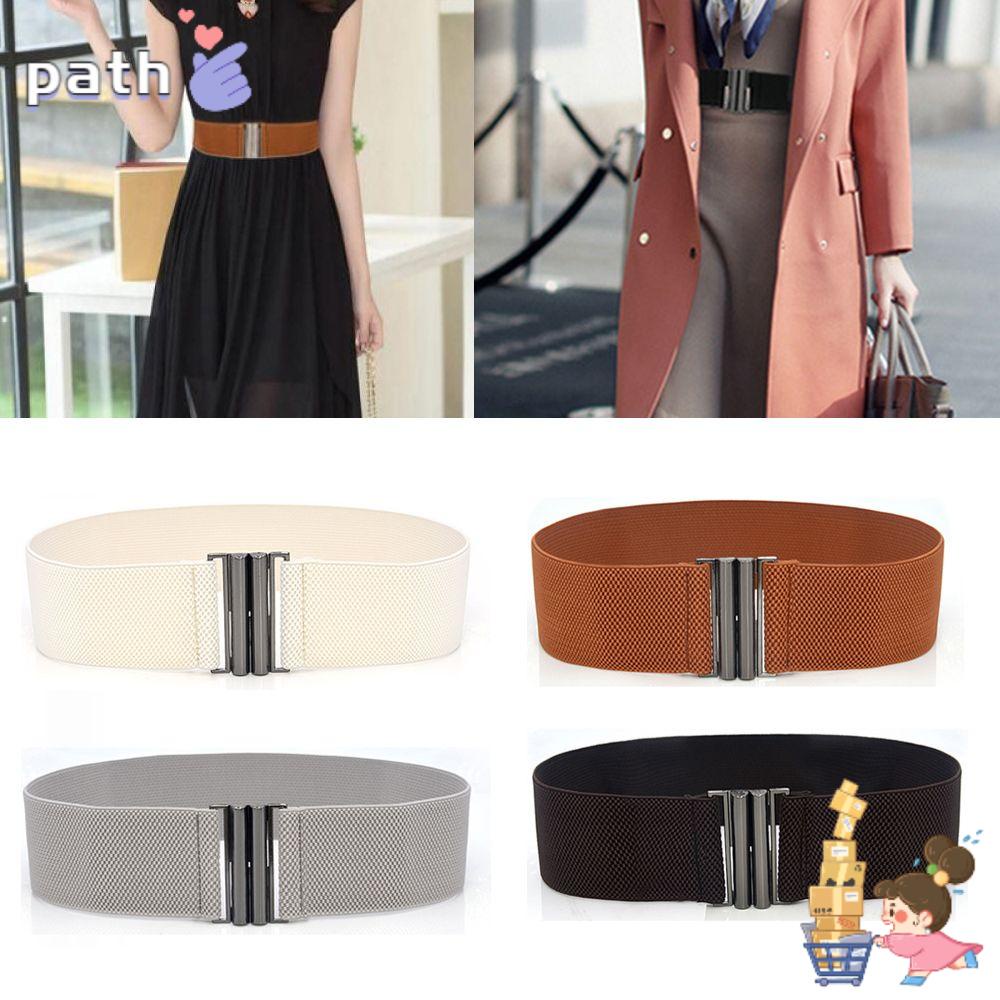 ♪Con đường♪ Thắt Lưng Nữ Bản Rộng Co Giãn Khóa Kim Loại Nhiều Màu Thời Trang