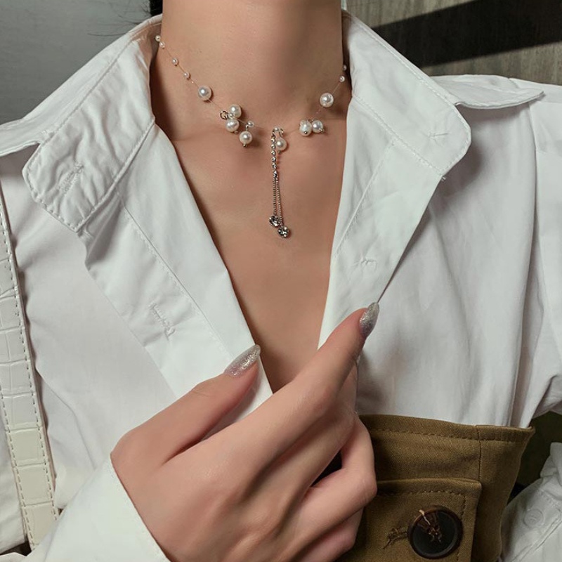 Vòng cổ Hình Nơ Đính Ngọc Trai Và Kim Cương Lấp Lánh Sang Trọng Dành Cho Nữ 2022