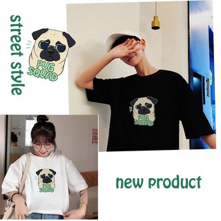 Áo thun unisex PUG SQUAD đơn giản dễ thương tay lỡ nam nữ form rộng oversize basic tee phông streetwear mùa hè