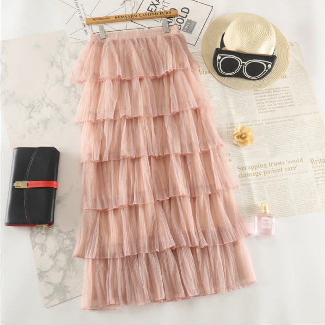 Chân Váy Ren Tua Rua Nhiều Tầng Kiểu Hàn Quốc - Chân Váy Dài 6 tầng - mã 0026 | BigBuy360 - bigbuy360.vn
