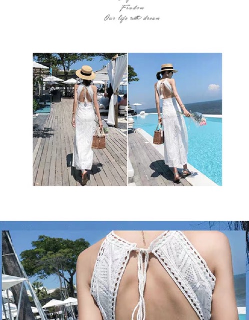 Đầm Boho Trắng Ren Xinh Xẻo