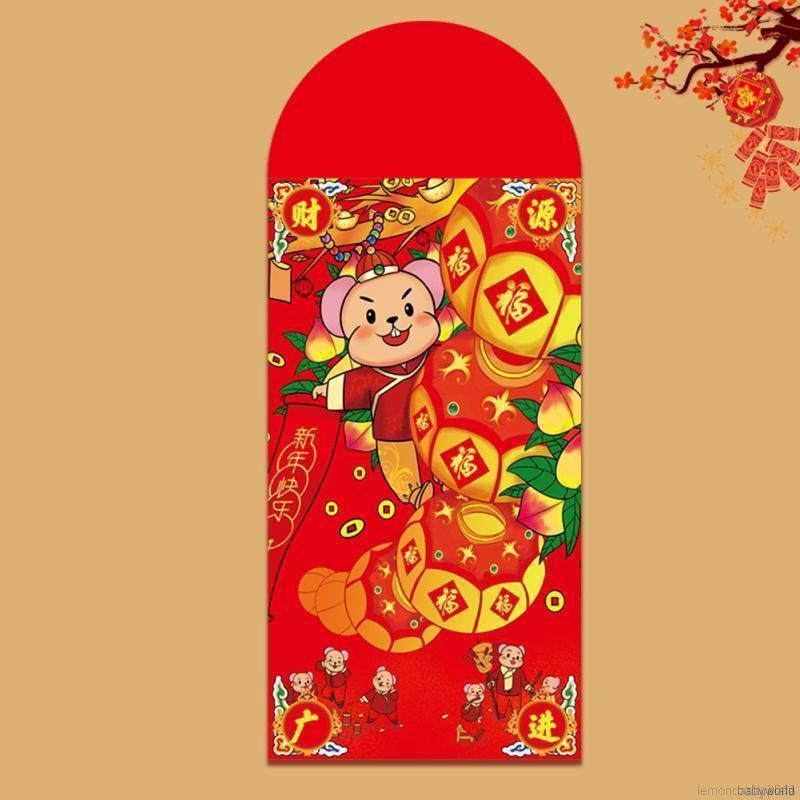 Bộ 12 bao lì xì in hình chú chuột phong cách Trung Quốc dễ thương