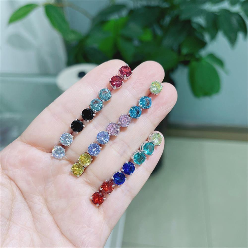 PATH Fashion White Diamond Stud Women Men Shiny Zircon Earrings Wedding|New Jewelry Gifts Piercing Square/Multicolor