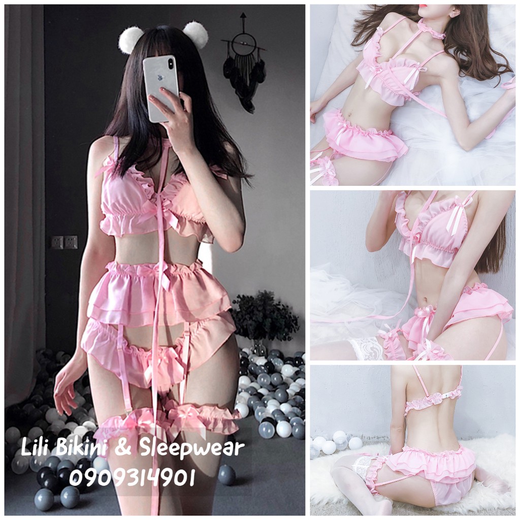 Cosplay cô dâu sexy Nhật Bản brallete lụa cao cấp 3 MÀU TRẮNG ĐEN HỒNG