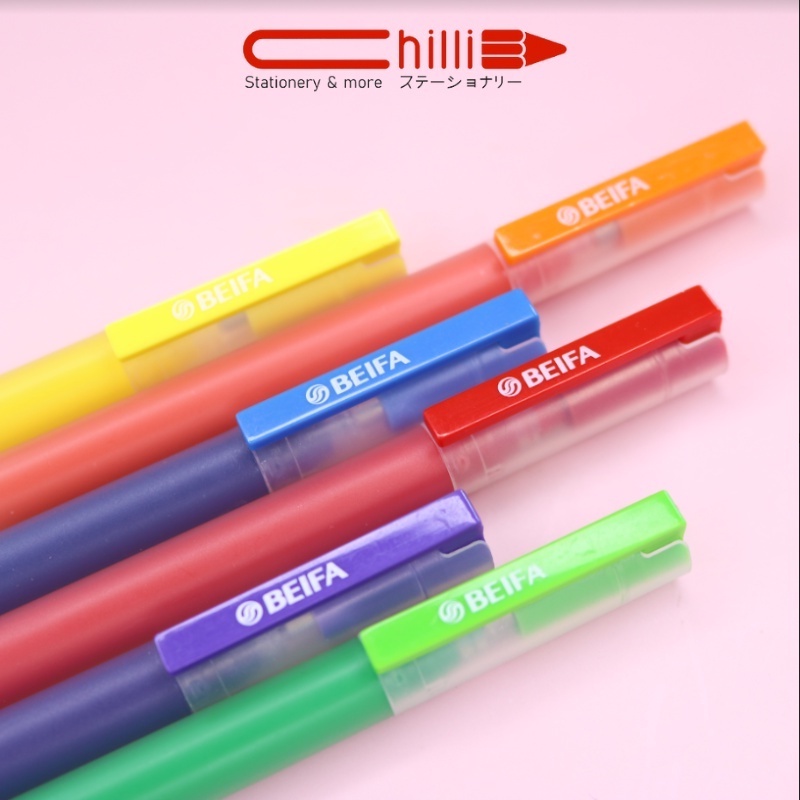 Bút Gel Ink Beifa Rainbow Ngòi 0.5mm Nắp Đậy Tiện Lợi, Nhiều Màu Xinh Xắn