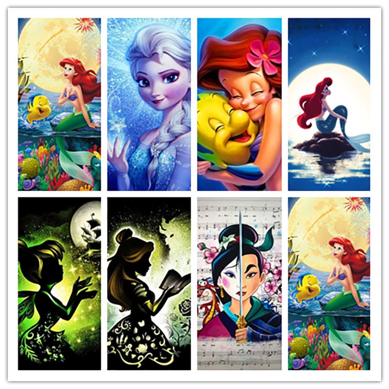 DISNEY Bộ Tranh Đính Đá 5D Toàn Diện Họa Tiết Công Chúa Độc Đáo DIY Dùng Trang Trí Nhà Cửa